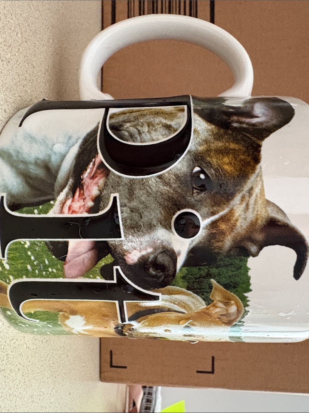 Pitbull Dog Print Ceramic Coffee Mug in White with Multicolor Photo
